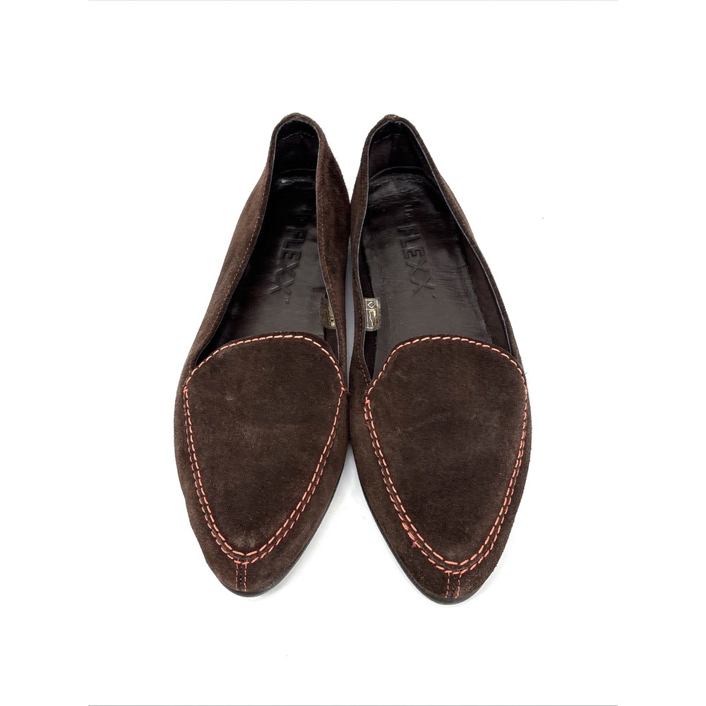 The Flexx Suede Loafer Women's 7 Brown Contrast Whip Stitch Flats Shoes